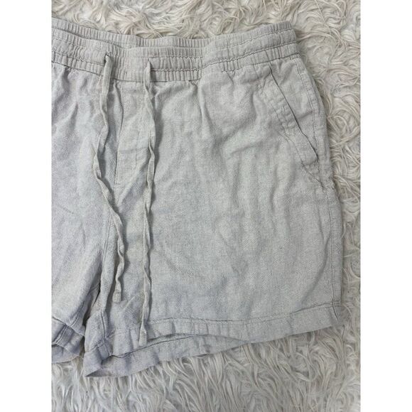 Old Navy XL Flax Linen Blend Pull On Elastic Tie Waist Shorts Oatmeal Casual - Picture 7 of 7